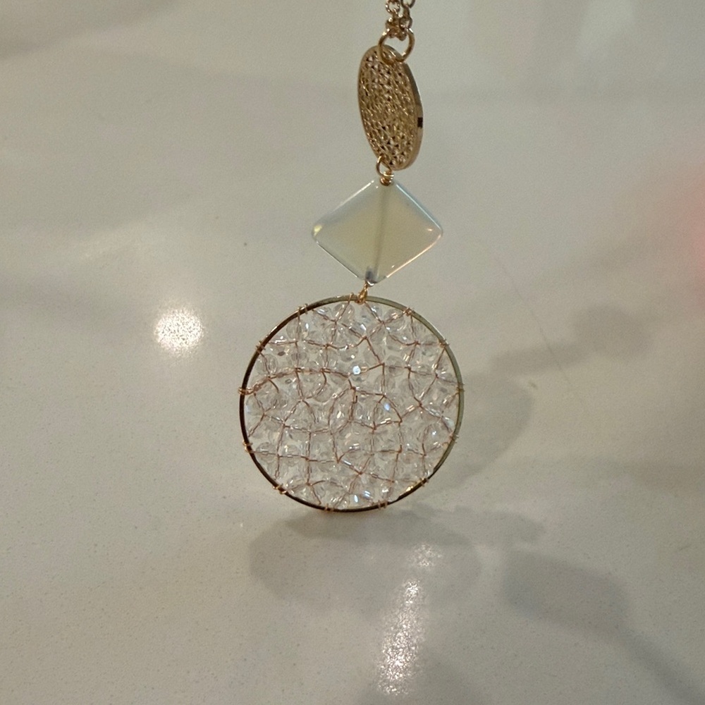Festival Necklace 

Panacea Cache Gold Necklace with Iridescent Pendant